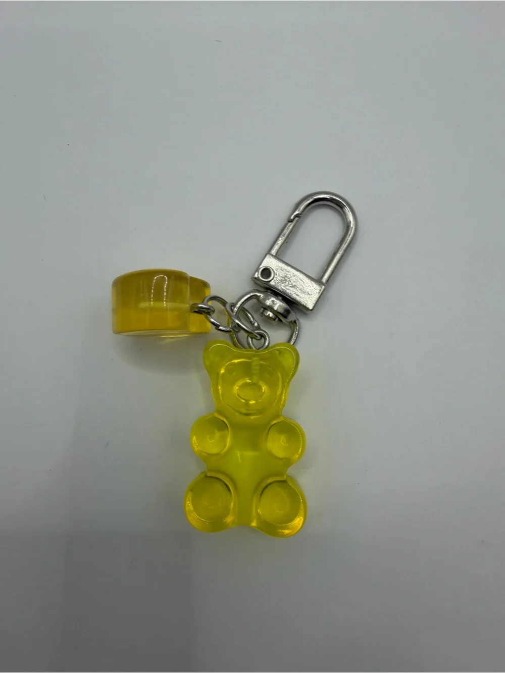 Yellow Gummy Bear & Heart Keychain Charm for Kids Accessories